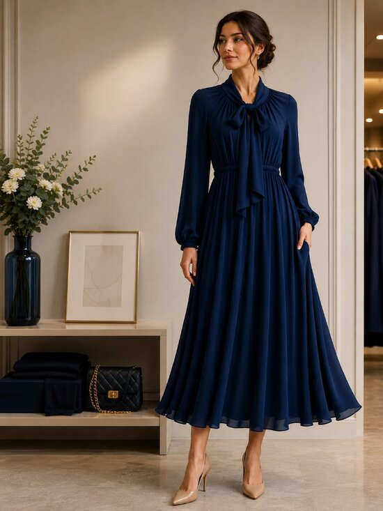 Argent Dresses & Skirts - NWT Argent Madison Dress in Double Georgette Midnight Blue Sz. S
